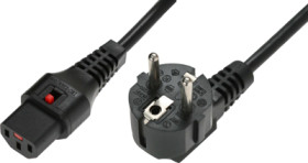 Device connection cable, Europe, plug type E + F, angled on C13 socket, straight, H05VV-F3G1.0 mm², black, 2 m, IL13-EU1-H05-310