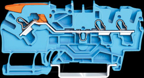 2102-1304 3-conductor through terminal block CAGE CLAMP® 2.5 mm², blue