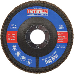 Faithfull FAIFD115A80 Aluminium Oxide Flap Disc 115 x 22mm 80 Grit