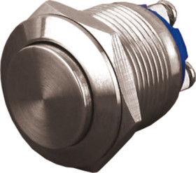 Vandal-proof pushbutton, 1 pole, silver, unlit , 2 A/36 V, mounting Ø 19 mm, IP65, PAV19ANHW0N