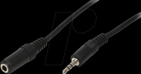 CA1054 Audio cable, 3.5 mm 3-pin/M to 3.5 mm 3-pin/F, black, 3 m