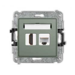 ICON Mechanizm gniazda pojedynczego HDMI 2.0, 4K + gniazda komp. poj. 1xRJ45, kat. 5e, 8-stykowy szałwiowy 61IGHK