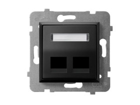 ARIA Obudowa gniazda podwójnego typu Keystone skośna czarny metalik GPK-2US/p/33 OSPEL