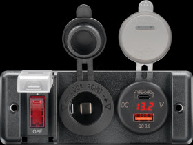 58580 Caravan USB-A/USB-C/12-V socket, switch, LED indicator