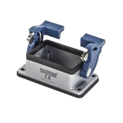 Przyłącze metalowe, puste, 6 pin, 16 A, dolne przył.(montaż na przegrodzie), ręczne zamknięcia z rolką - plastikowe T0-EBM06GM42