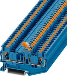 Knife disconnect terminal, push-in connection, 0.34-4.0 mm², 2 pole, 16 A, 6 kV, blue, 3210163