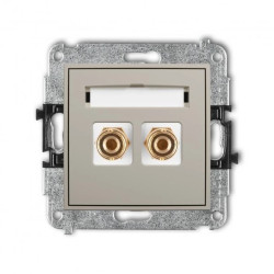 MINI Mechanizm gniazda głośnikowego pojedynczego (typu banan - czerwony i czarny, pozłacany, 4 mm2, do lutowania) taupe 60MGG-3