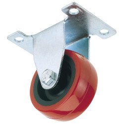 Draper 65517 75mm Dia. Fixed Plate Fixing Polyurethane Wheel - S.w.l. 100kg