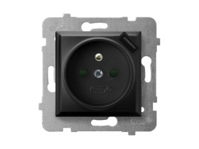 ARIA Gniazdo pojedyncze z uziemieniem z przesłonami torów prądowych z ładowarką USB czarny metalik GP-1UZPUSB/m/33 OSPEL