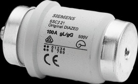 DIAZED fuse DIV/R1 1/4, 100 A, gG, 400 V (DC), 50 kA breaking capacity, 5SC221