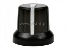 Gałka czarna z białym znacznikiem oś=6mm N-4