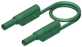 Measuring lead with (4 mm plug, spring-loaded, straight) to (4 mm plug, spring-loaded, straight), 500 mm, green, PVC, 1.0 mm², C