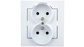 Sonata Gniazdo Podwójne Z/U Z Przesłonami Białe Gp-2Rzp/00