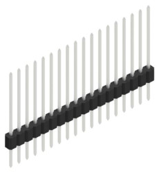 Pin header, 18 pole, pitch 1.27 mm, straight, black, 10059470