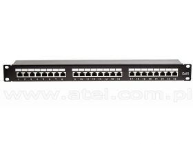 Patch panel, patchpanel, 24 porty STP kat6, 1U 19", złącza typu Krone, uchwyty na kabel
