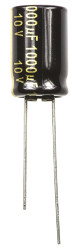 Kondensator 1000μF 10V dc Radialny, Otwór przelotowy Panasonic roztaw: 5mm 10 (Dia.) x 16mm
