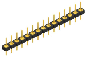 Pin header, 15 pole, pitch 2.54 mm, straight, black, 10043850