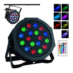 Reflektor sceniczny kolorofon LED PAR RGB 18 led + pilot