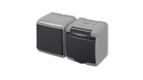 Junior Łącznik Jednobiegunowy Z Gniazdem Hermetycznym (Klapka Grafitowa)...