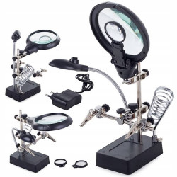 LUPA PROFESJONALNA TRZECIA RĘKA UCHWYT Z PODŚWIETLENIEM ORAZ 2,5x90mm