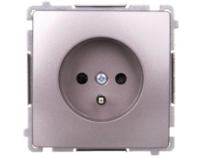 Simon Basic Gniazdo pojedyncze z/u z przesłonami stal inox BMGZ1Z.01/21