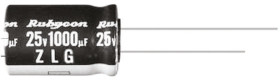 Kondensator 1000μF 6.3V dc Radialny, Otwór przelotowy Rubycon roztaw: 5mm 10 (Dia.) x 12.5mm