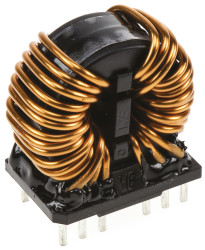 Dławik skompensowany 2 x 12 mH 10A Otwór przezierny -30 → +50% Przewlekany 2 x 15mΩ Rdc Nanokryształ