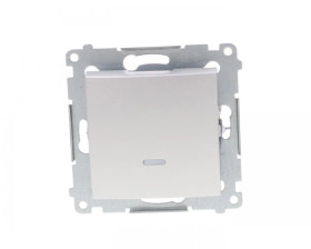 Simon 54 Łącznik jednobiegunowy z sygnalizacją załączenia, szybkozłącza, srebrny mat DW1ZL.01/43