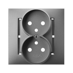 Pokrywa gniazda podwójnego z uziemieniem szary mat PGP-2UZ/70