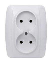 KOS1 Gniazdo podwójne b/u białe 110435