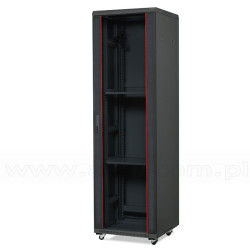 Szafa rack 42U, 19", 600mm gł., drzwi szklane, czarna