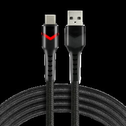 Kabel USB-A do USB-C RGB LED 1m, szybkie ładowanie 3A, pleciony, czarny – everActive CBB-1CBR