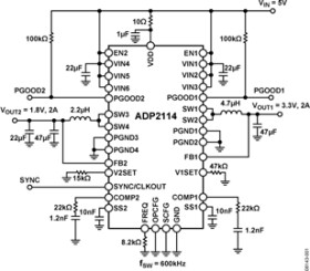 Configurable, Dual 2 A/Single 4 A, Synchronous Step-Down DC-to-DC Regulator