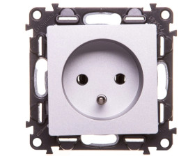 VALENA LIFE Gniazdo pojedyncze z/u 2P+Z aluminium 753381