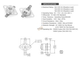 TERMOSTAT BIMET.250V 10A 60'C ZAMKNIĘTY ROZŁĄCZAJACY