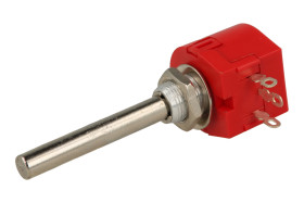 Potencjometr; osiowy; jednoobrotowy; TSR-04-222R.2.2Kohm; 2,2kohm; liniowa; 5%; 1W; oś fi 6,00mm; 39mm; metal; gładka; 300°; dru