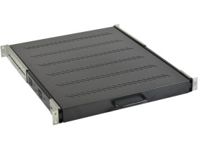 Półka wysuwana do szafy RACK 19 cali 1U 550mm z uchwytem grafit NEKU