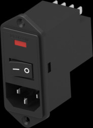 IEC inlet filter C14, 50 to 60 Hz, 3 A, 115 VAC/230 VAC, faston plug 4.8 mm, 7-6609940-4