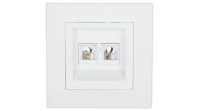 Gniazdo Telefoniczne Asfora Podwójne 2Xrj11 Białe Z Ramką Eph4200121