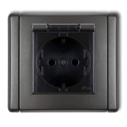 FLEXI Gniazdo bryzgoszczelne z/u SCHUKO (klapka dymna) grafitowy 11FGPB-1sdp