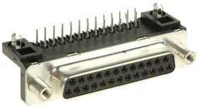 Złącze D-Sub 25-pinowe Żeński Kąt Proste Przewlekany raster 2.76mm Złoto na niklu
