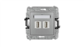 Mini Gniazdo Podwójne 2Xusb-Aa 3.0 Srebrny Metalik 7Mgusb-6