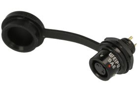 Gniazdo; SA612/S2B; 2 tory; proste; lutowany; 0,5mm2; 3,5-4mm; SA6; na panel; 6mm; push-pull; aluminium anodowane; czarny; IP67;