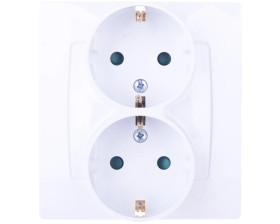 KARO Gniazdo podwójne z/u Schuko z przesłonami białe GP-2SSP/00