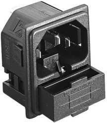 Combination element plug C14, 3 pole, screw mounting, plug-in connection, black, PF0001/63