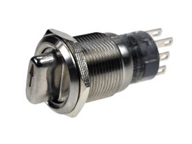 Przełącznik; obrotowy; LAS1-AGQ-22X/31/S-AU; ON-OFF-ON; 3 pozycje; bistabilny; na panel; do lutowania; 2 tory; srebrny stalowy;