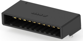 Pin header, 10 pole, pitch 3.81 mm, angled, black, 1-178298-5