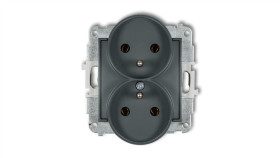 Mini Gniazdo Podwójne Z/U Grafitowy Mat 28Mgpr-2Z