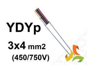 Przewód YDYp żo 3x4 mm2 (450/750V) instalacyjny płaski (krążki 100m) G-006471 TELEFONIKA