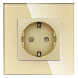 Gniazdo elektryczne pojedyncze Schuko - szklana ramka - złote - Tawoia Glass